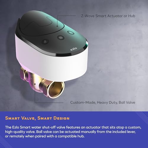 Ezlo Smart Water Shut-Off Valve Control Kit with Separate Ezlo Plus Smart Hub and Leak Sensor – WiFi + Z-Wave Kit – 1¼ | Water Leak Sensor, Water Shut Off Tool, Automatic Timer, Compatible with Alexa - Image 2