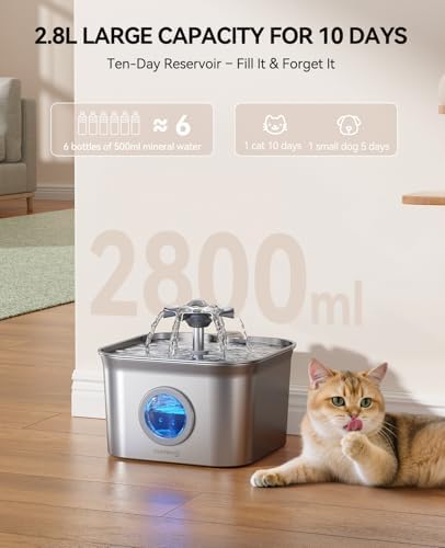Cat Water Fountain Stainless Steel: 99oz/2.8L Auto Pet Drinking Fountain - Image 7