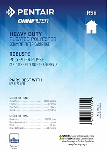 Pentair OMNIFilter RS6 Sediment Water Filter, 10" Whole House Heavy Duty Big Blue Pleated Replacement Cartridge, 10" x 4.5" (Pack of 2) - Image 5
