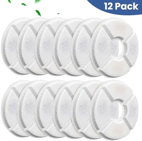 Cat Water Fountain Filter, 12 Pcs Replacement Cat Fountain Filters Dia is 5", 3-Filtration System Round Carbon Cats Filters Compatible with 81oz/2.4L Round Automatic Pet Fountain Water Dispenser - Image 5