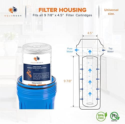 Aquaboon 5 Micron 10 x 4.5 String Wound Water Filter Cartridge 20-Pack - Image 2