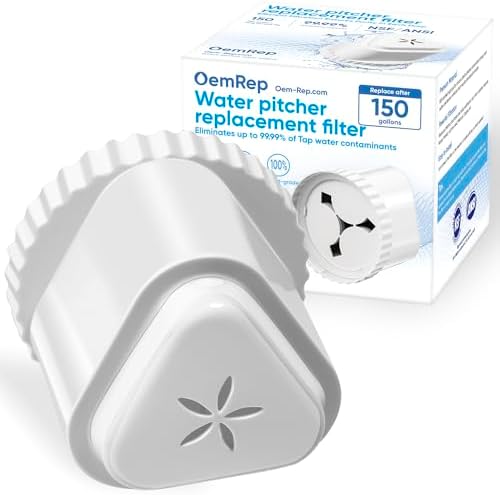 1Pack Replacement Filter for EPIC Water Filter Pitcher, Water Filter Pitcher Compatible with Aquagear Seychelle, BPA Free. Removes Fluoride, Chlorine, Lead, Odors by OemRep