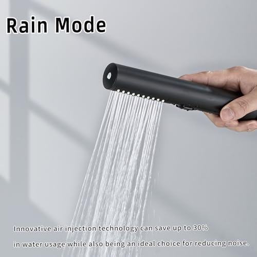 High Pressure Handheld Shower Head with Hose and Holder, Matte Black Cylindrical Hand Held Showerhead with Built-in Power Wash Spray, High Flow Wand for Bathroom - Image 3