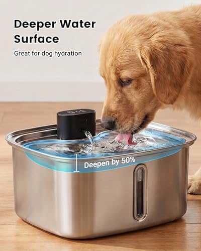 Smart Dog Water Bowl Dispenser Large, 10L/ 2.64Gal Cordless Dog Water Fountain Stainless Steel with APP Monitoring, 4000mah Automatic Cat Water Fountain for Mutil-Pets Large Dogs, 3 Fountain Modes - Image 3