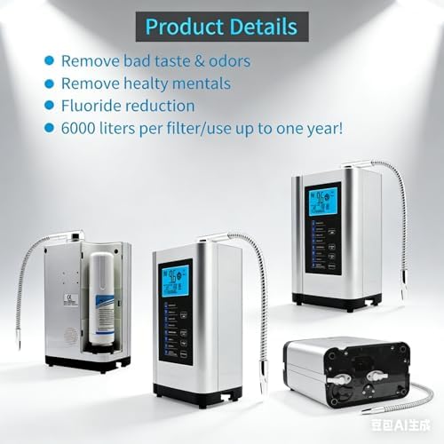 Alkaline Water Ionizer Machine, with 7 Water Settings,Ionized Water Machine, PH 3.5-10.5,Up to -500mV ORP, Auto-Cleaning,Intelligent Voice Silver - Image 2