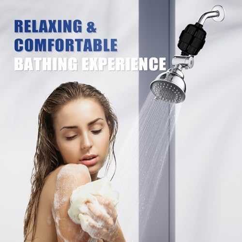 20 Stage Shower Head Filter for Hard Water with 3 Cartridges, Black - Image 4