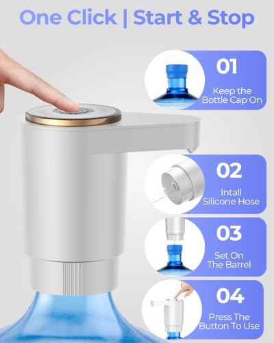 Water Jug Pump for 5 Gallon Bottle – Portable Electric USB-C Charging Dispenser, Dual Powerful Motors, Fast Flow, Fits 2-5 Gallon Jugs – Ideal for Home, Office, Camping, RV, White - Image 5