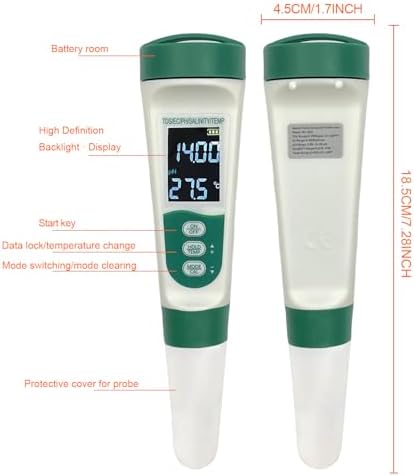 5-in-1 Water Quality Tester: Salinity, pH, TDS, EC & Temperature Meter for Aquarium, Pool, Spa, Pond and Hydroponics - Image 2