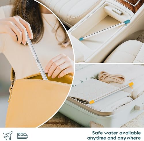 Personal Survival Straw.316L Stainless Steel Reusable Water Filter Straw Portable Water Purifier Straw for Camping Hiking Backpacking Travel, Emergency Survival Gear(Orange,1Pcs) - Image 5