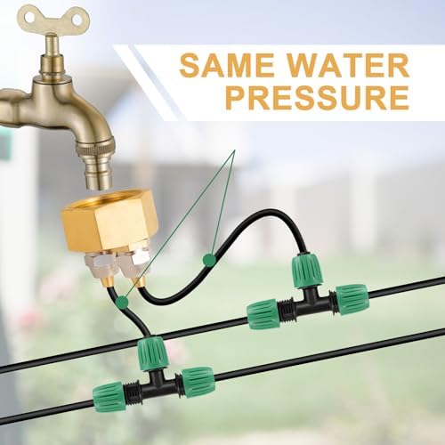 2 Pack Garden Hose Adapter, Solid Brass Standard 3/4" Female Thread to 1/4" Dual Tube Adapter for Water Hose,Convert 3/4" Garden Hose to 1/4" Tube - Image 4