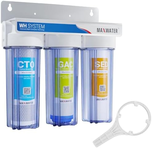 Max Water Whole House Water Filter System 3 Stage 10" x 2.5" for City Water by MaxWater