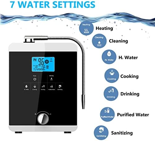 Alkaline Water Ionizer, Smart Home Water Ionizer Up to 800Mv Orp, Ph 3.5-10.5 Alkaline Acid Water Machine, Regulation Valve to Control Ph and Orp/Auto-Cleaning - Image 3