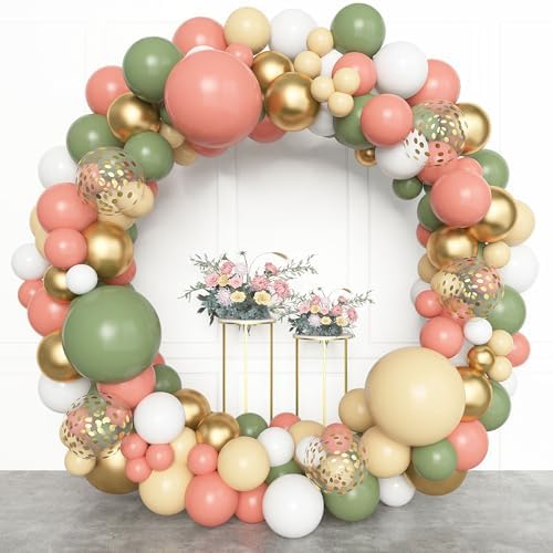 Amandir 153pcs Retro Green Pink Balloon Garland Arch Kit Different Sizes - Image 6