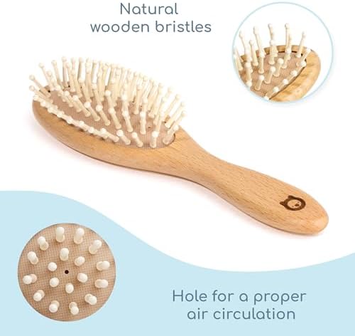 Wooden Hair Brush Set - Premium Baby Comb and Brush - Soft Natural Bristles - Organic Products - Perfect Registry Gift - Cradle Cap Brush for Newborns & Toddlers - Image 5
