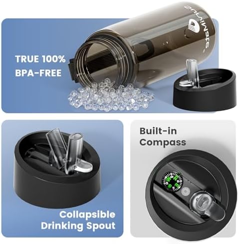 SurviMate Purified Water Bottle for Camping, Hiking, Backpacking and Travel, BPA Free with 5-Stage Intergrated Filter Straw - Image 6