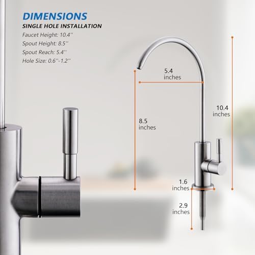WEWE Drinking Water Faucet for RO System and Bar Sink, Brushed Nickel - Image 4