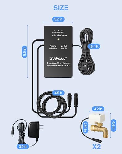 WiFi Washing Machine Water Leak Detector Kit with App Alerts & Sound Light Alarm, Dual Power Supply, High-Precision Sensor, Automatic Hot & Cold Shut-Off Valves (3/4" 90°) - Image 7