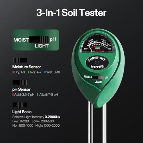 VIVOSUN Digital pH Meter, 3-in-1 TDS/EC/Temperature Meter, 3-in-1 Soil Moisture/pH/Light Tester Combo for Home, Garden and Hydroponics, Yellow-Blue-Green - Image 6