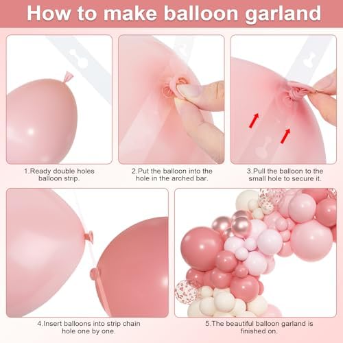 Amandir 153pcs Dusty Pink Balloon Garland Arch Kit Different Sizes ﻿ - Image 4