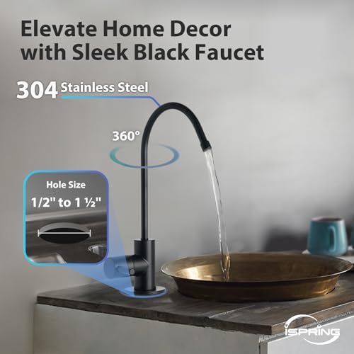 iSpring RCC7P-BLK, 5-Stage Reverse Osmosis System with Booster Pump, RO Water Filtration System, Sleek Black RO Faucet, TDS PFAS Removal, Patented Top-Mounted Faucet Design for Easy Installation - Image 2