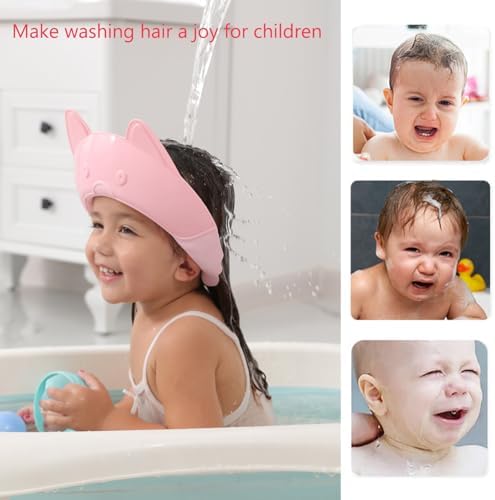 Shower Cap for Kids, Baby Shower Cap bath wash Shampoo rinser shield Hat Adjustable head hair Visor Protection Toddler and Children,Prevent water from entering eyes and ears (Pink fox) - Image 6