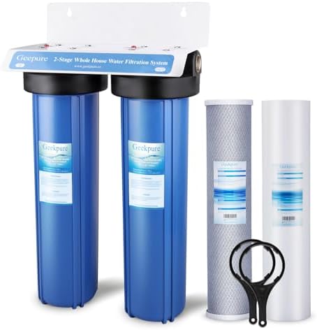 Geekpure 2 Stage Whole House Water Filter System-1" NPT Brass Port by Geekpure