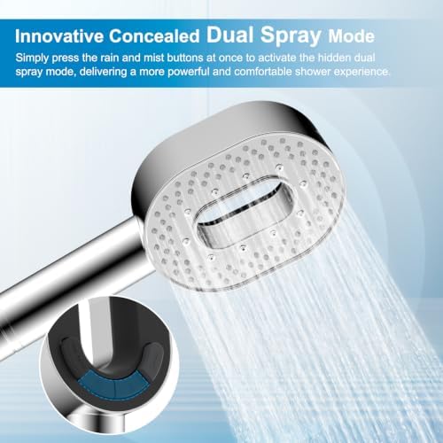 Hibbent 5-Spray Filtered Handheld Showerhead with All Metal Holder, Chrome - Image 6