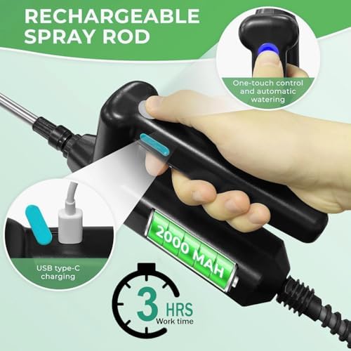 Battery Powered Sprayer Wand,Electric Plant Sprayer Telescopic Watering Wand with 26.5FT Hose,Rechargeable Electric Watering Sprayer Handle with 3 Adjustable Nozzles & Filter for Weed, Lawn and Garden - Image 3