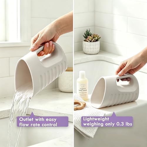 Babylush Baby Bath Rinse Cup & Rinser – 1000ml Soft EVA, 0.3lb Lightweight, BPA-Free Bath Water Pourer, Baby Bath Pitcher, Shower Cup for Kids (Grey) - Image 5