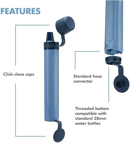 LifeStraw Peak Series - Personal Water Filter Straw for Backup Filtration, Emergency, Survival, and Ultralight Hydration, Mountain Blue, 2 Pack - Image 3
