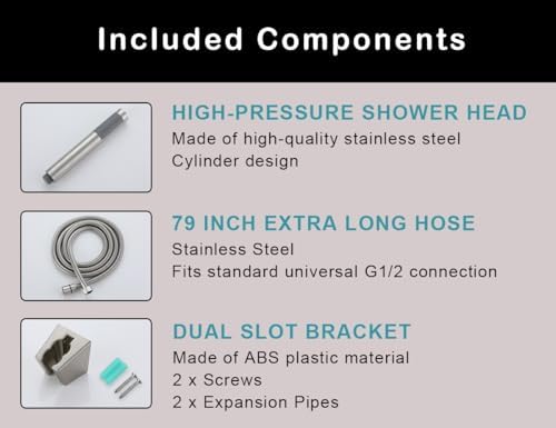3-Piece Handheld Shower Wand with Long Hose – Brushed Nickel - Image 4