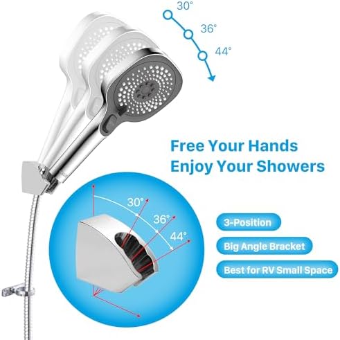RV Shower Head with Hose and On Off Switch, 3-Spray Camper Water Saving and High Pressure Shower Head with Hose for RV, Camper, Van, Travel Trailer, Motorhome and Boat, Chrome and Dark Gray Finish - Image 5