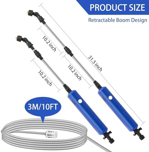 Electric Garden Sprayer, Portable Battery Powered Watering Wand, Rechargeable Plant Spray Mister with Telescopic Wand and 10ft Water Hose for Yard Lawn Weeds Plants,Type-C Charging, Blue - Image 2