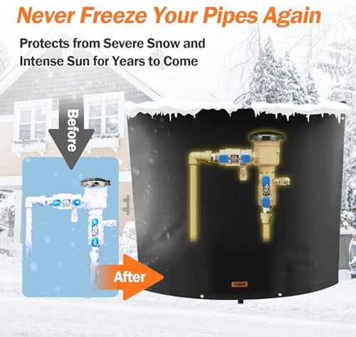 TOHONFOO Backflow Preventer Cover, Pipe Freeze Insulation, 50"Wx40"H, Black - Image 3