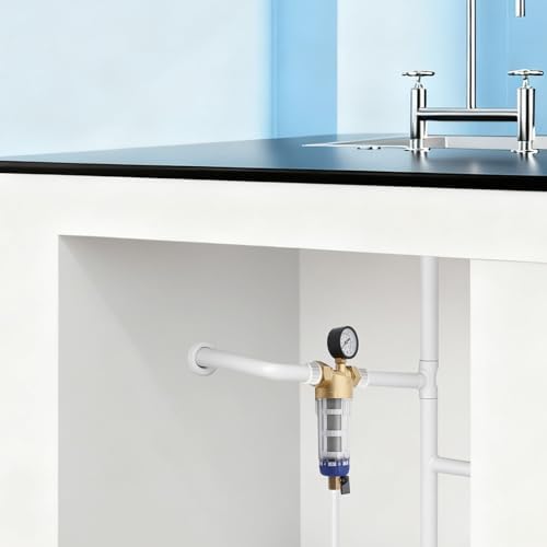 Reusable Whole House Spin Down Sediment Water Filter 40μm Flushable Prefilter Filtration 1.26" MNPT + 3/4" FNPT,Spin Down Filter Pressure Range 1-20Bar/14.5-290.1PSI - Image 5