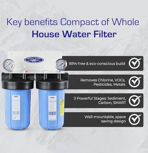 Crystal Quest Compact Whole House Water Filter, Smart Series (3-6 GPM | 1-2 People), Double, Includes 1" Connection | Crystal Quest - Image 7