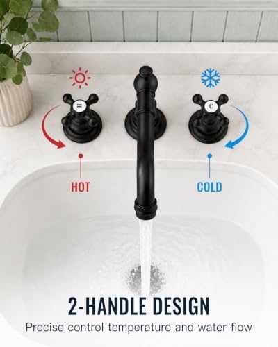 gotonovo Bathroom Faucet 3 Hole Vintage, Matte Black, H C Label - Image 3