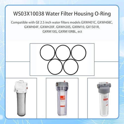 5 Pack WS03X10038 Water Filter Housing O-Ring Gasket Fit for GE GXWH01C, CXWH08C, GXWH04F, GXWH20F, GXWH20S, GXRM10 & GX1S01R 2.5 Inch Water Filter Housing Gasket - Image 3
