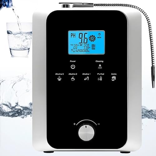 Alkaline Water Ionizer Machine for Home, 11 Titanium Plates Alkaline Water Machine, pH 3-11 Acid Water Purifier, Water Filter Up to -800mV ORP | 8000 Liters Per Filter, Auto-Cleaning(Black1) by Unknown