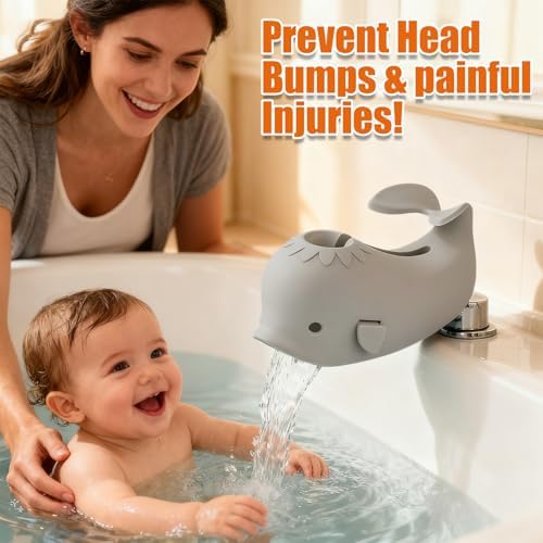 Skyroku Toddler Faucet Extender & Blue Bathtub Spout Cover, Sink Extender with Temperature Sensor for Bathroom Sinks, Kitchen, Bathtubs, Bundle and Save! (BrownGrey) - Image 5