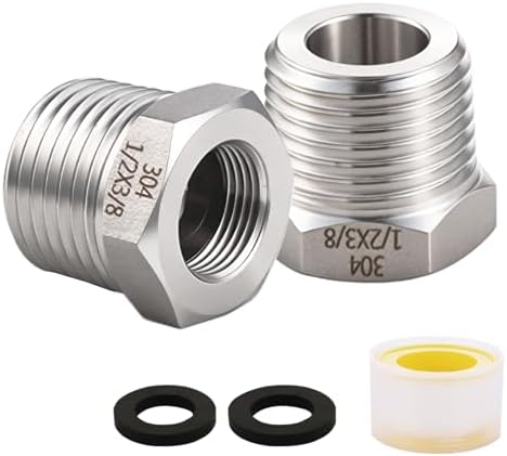 1/2 NPT Male to 3/8 Compression Female Thread Bushing Pipe Fitting（Lead-Free）,304 stainless steel Water Line Adapter, Supply Line Adapter for Kitchen Bathroom Plumbing by Ceaeso
