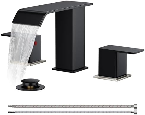 FORIOUS Widespread Bathroom Faucet for 3 Hole Sink Black and Brushed Nickel by FORIOUS