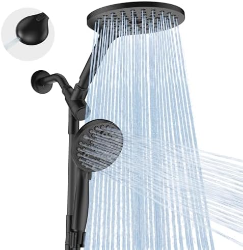 MakeFit Dual Handheld Shower Head Combo, 2-in-1 Rain Shower Heads System 8 Inch Rainfall Shower Head and 10 Modes High Pressure Hand Held Showerhead with Built-in Power Wash by MakeFit