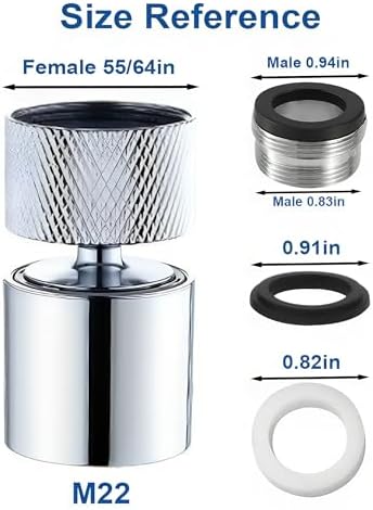 Faucet Aerator 360° Swivel Kitchen Sink Aerator, Dual-function 2-Flow Female 55/64 in-27UNS Chrome Solid Brass Faucet Sprayer Attachment with 15/16 in Male Threaded Adapter for Bathroom Sink Filter - Image 2