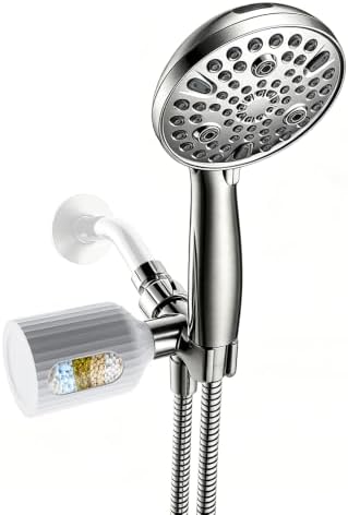 Filtered Shower Head with Handheld 10 Modes for Hard Water by Heable