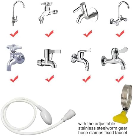 Portable Shampoo Sink Spray Hose, Faucet Attachment with Nozzle for Hair Washing, Baby & Pet Bathing, Vegetable Rinsing, White (White, 5M/16.4FT) - Image 5