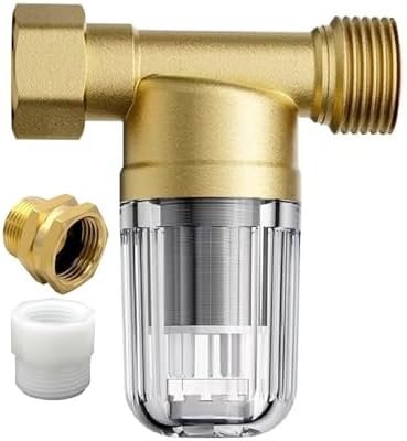 Reusable Brass Washing Machine Water Filter, 50 Micron Washer Water Filter, for Washer, Shower, Faucet, RV, Travel, External Filtration Rust, Anti Scale Portable Sediment Filter by Unknown