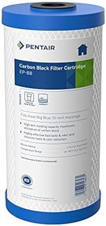 Pentair Pentek EP-BB Big Blue Carbon Water Filter, 10-Inch, Whole House Carbon Block Replacement Cartridge with Bonded Powdered Activated Carbon (PAC) Filter, 10" x 4.5", 5 Micron by PENTAIRPENTEK