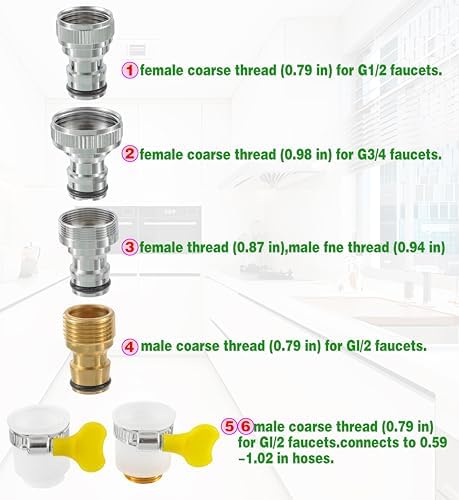 6‑Piece Faucet Quick‑Connector Kit，2 Universal Faucet Adapters - Image 3