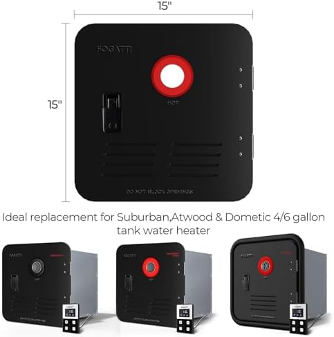 FOGATTI 15" x 15" InstaShower 7 RV Tankless Water Heater Door, Black - Image 4